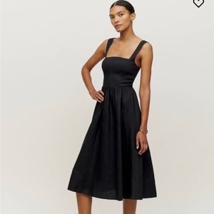 REFORMATION Tagliatelle Linen Dress - Black